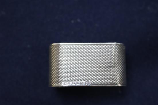 A cased set of six late Victorian silver napkin rings, Birmingham, 1897, a later pair and two other napkin rings.